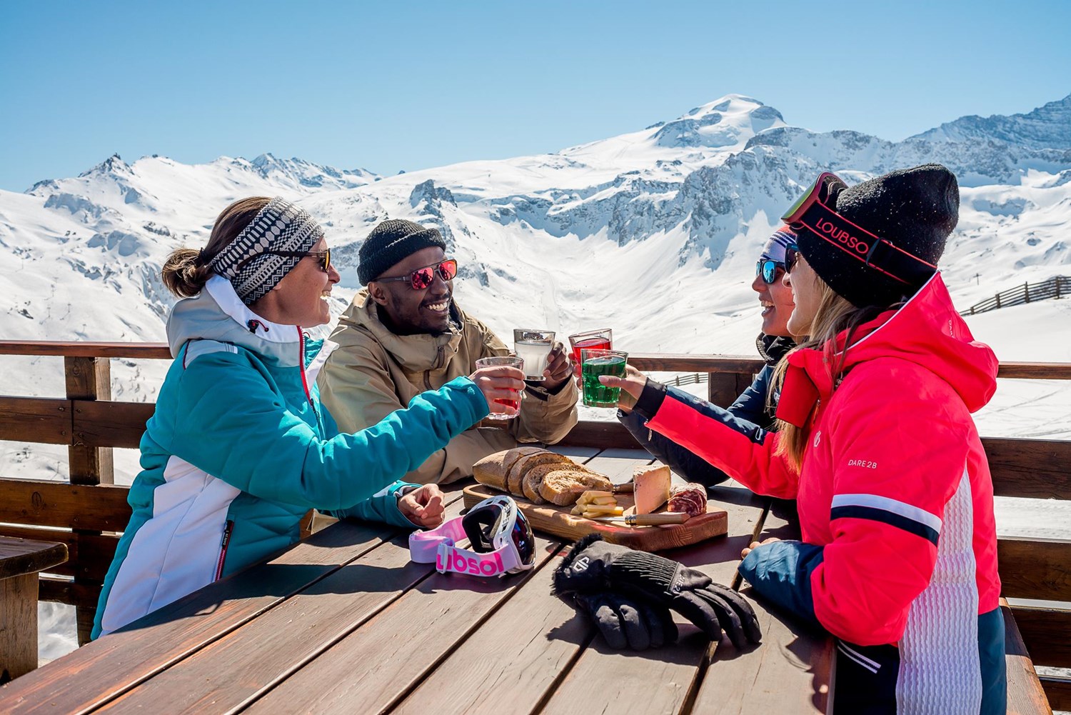 A break on the terrace at Tignes