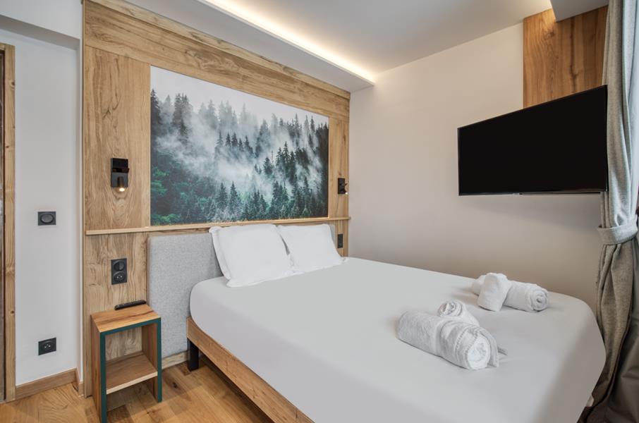 1 double bed (160×200) with a TV and an adjoining shower room