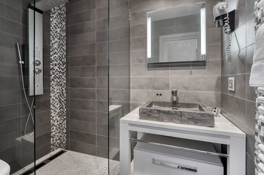 Salle de douche attenante à la Ch.1 avec douche et WC